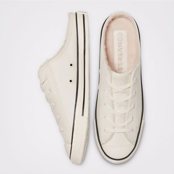 CONVERSE ALL STAR IVORY SLIP On SHOES PINK FUR INTERIOR - Picture 16 of 16